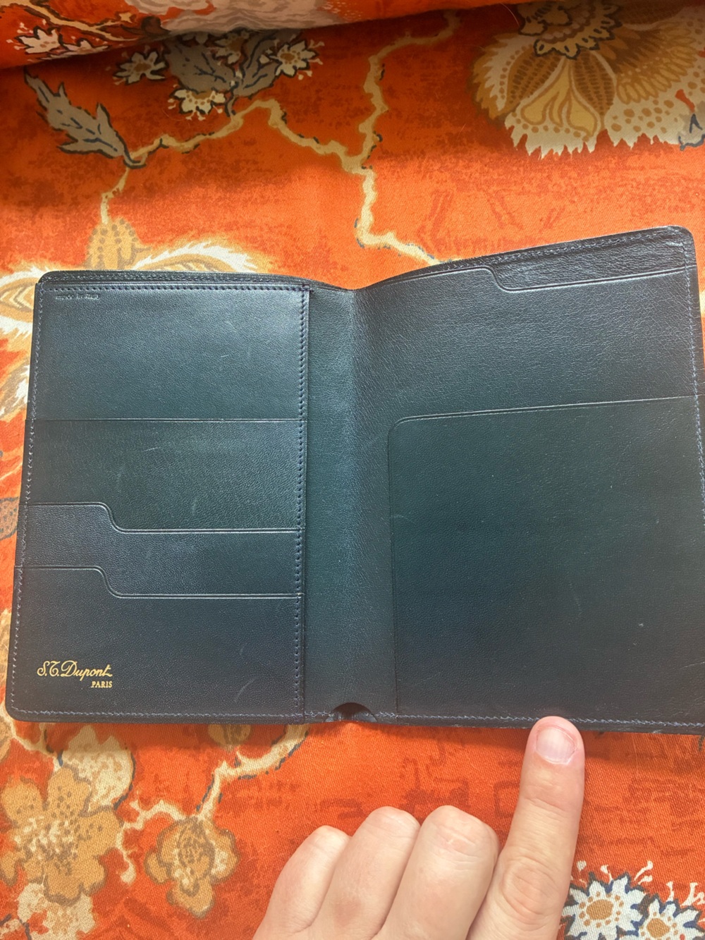 S.T. Dupont Black Leather Passport Wallet